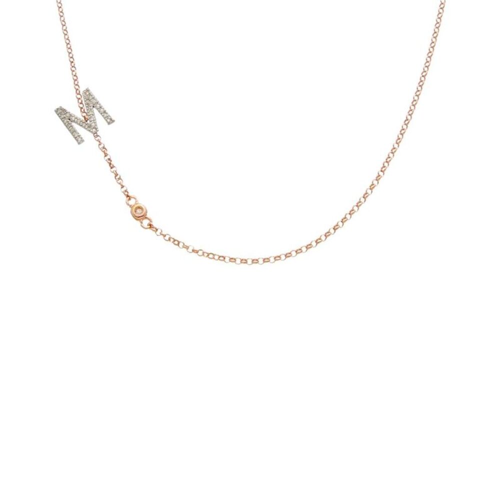 18K Italian Gold Over Silver 0.20 Ct. Tw. Diamond Initial Necklace (A-Z), Pink